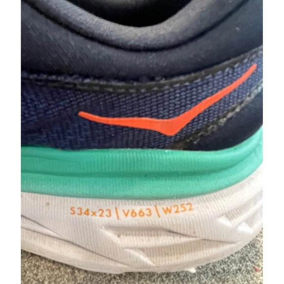 Hoka Bondi 8 Women Navy Orange Teal Running Shoes W 7.5 B 1127912 OSBB - Picture 6 of 8